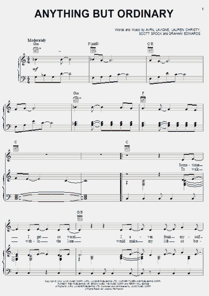 Anything But Ordinary Piano Sheet Music OnlinePianist