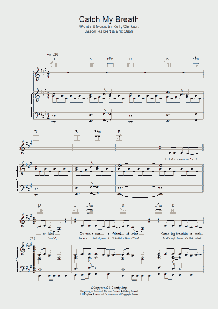 Catch My Breath Piano Sheet Music OnlinePianist