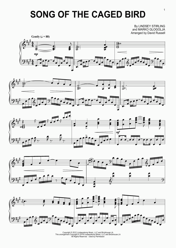 Song of the Caged Bird Piano Sheet Music