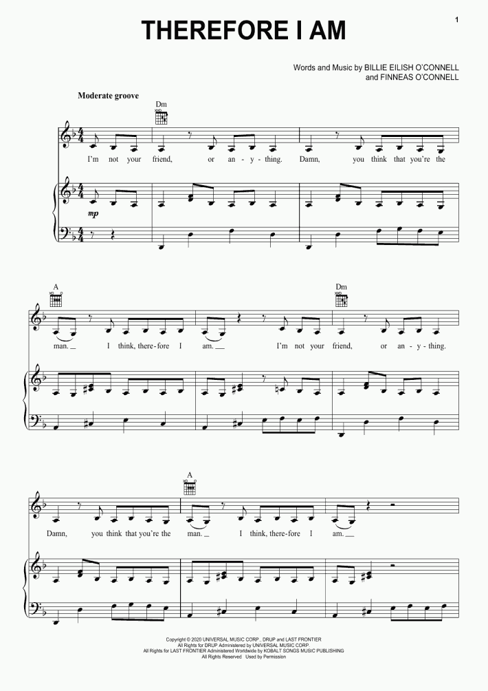 Therefore I Am Piano Sheet Music OnlinePianist