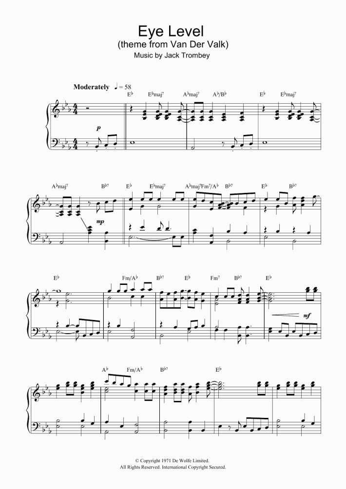 Eye Level Piano Sheet Music OnlinePianist