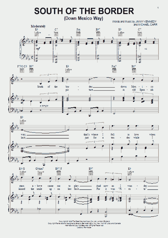 South Of The Border Piano Sheet Music OnlinePianist