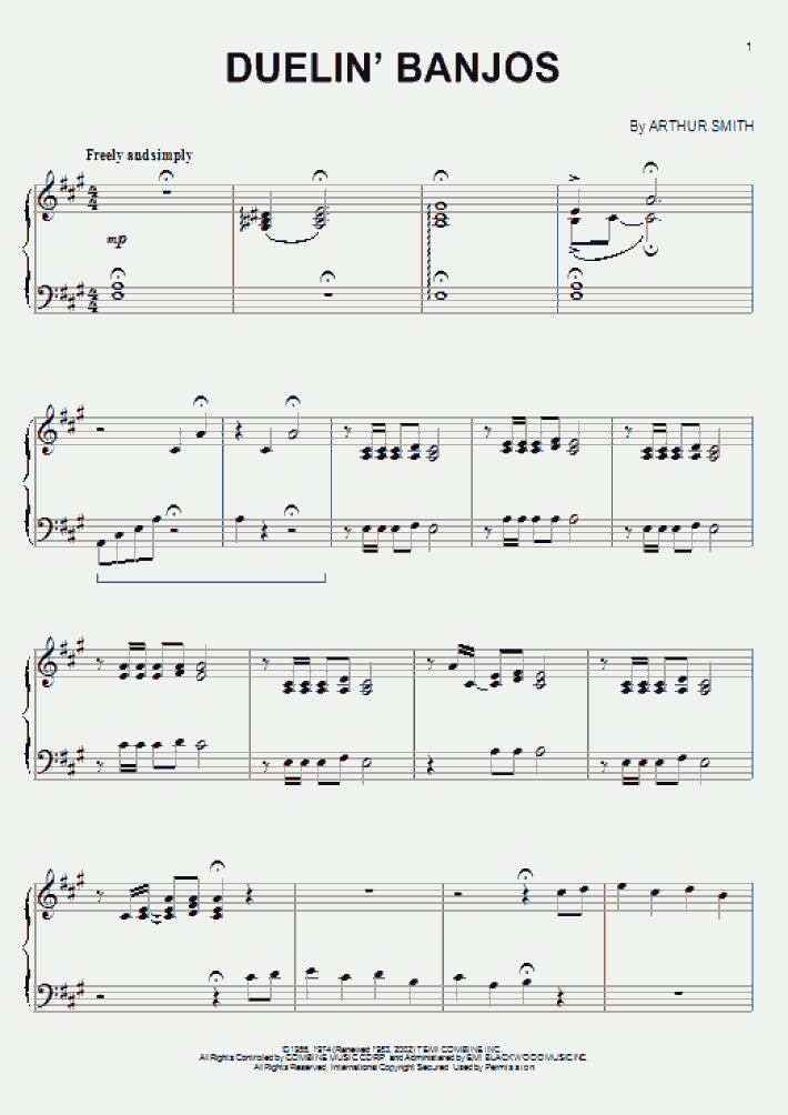 Duelin' Banjos Piano Sheet Music OnlinePianist