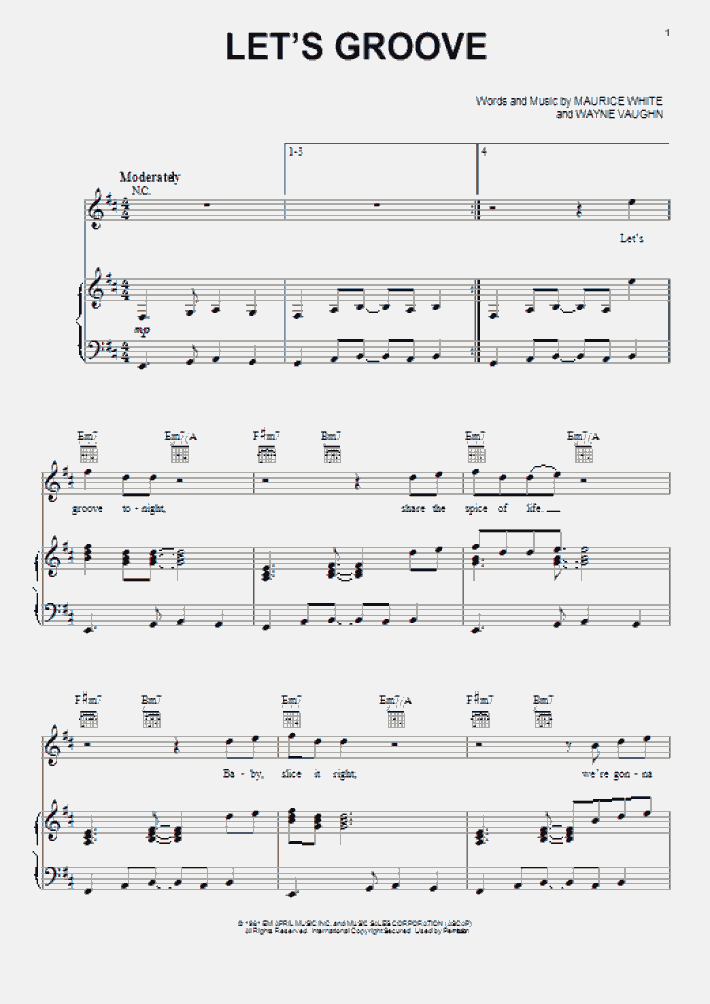 Let's Groove Piano Sheet Music OnlinePianist