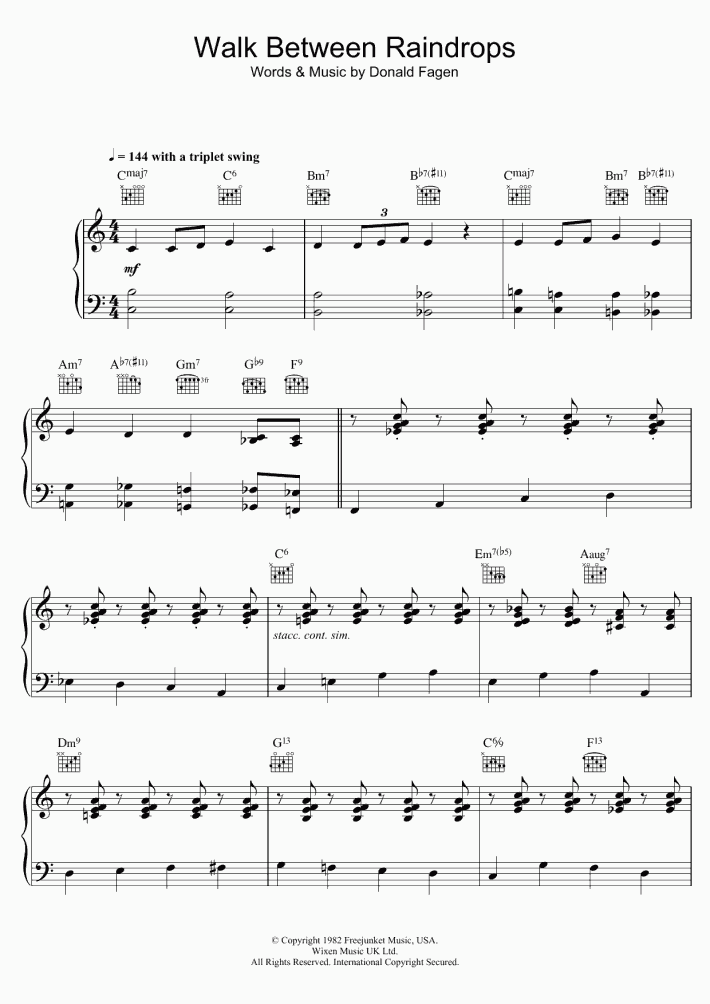 Walk Between Raindrops Piano Sheet Music A shadow crossed the blue miami sky as we hit the causeway by the big hotel we fought now i can't remember why after all the words were said and tears were gone we vowed we'd never say goodbye when we kissed we could hear the sound of thunder as we watched. walk between raindrops piano sheet music