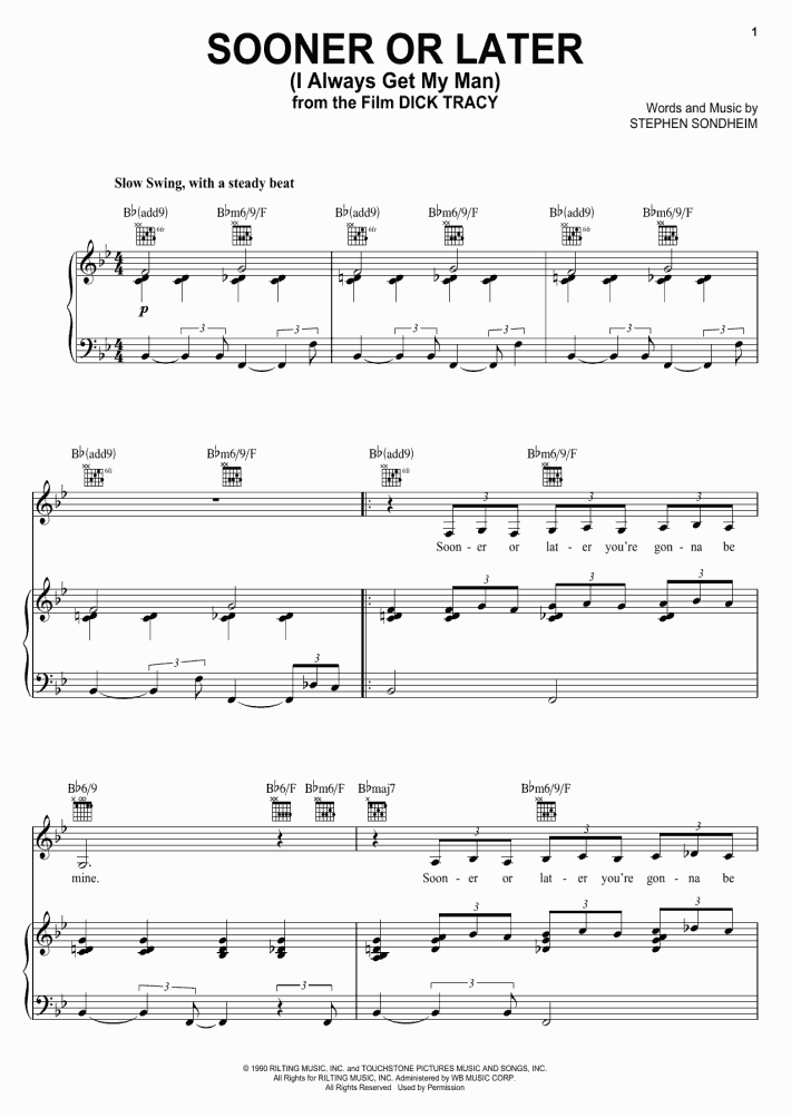 Sooner Or Later Piano Sheet Music OnlinePianist