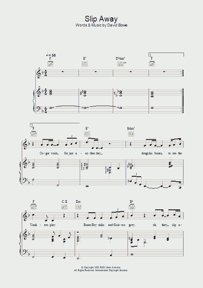 Slip Away Piano Sheet Music OnlinePianist