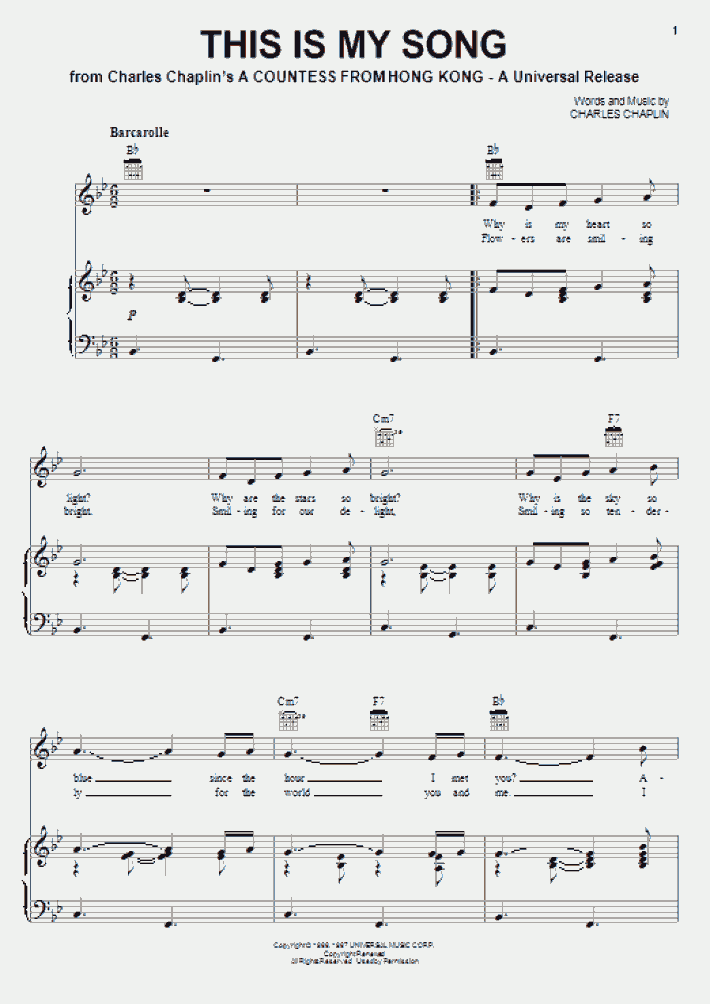 This Is My Song Piano Sheet Music OnlinePianist