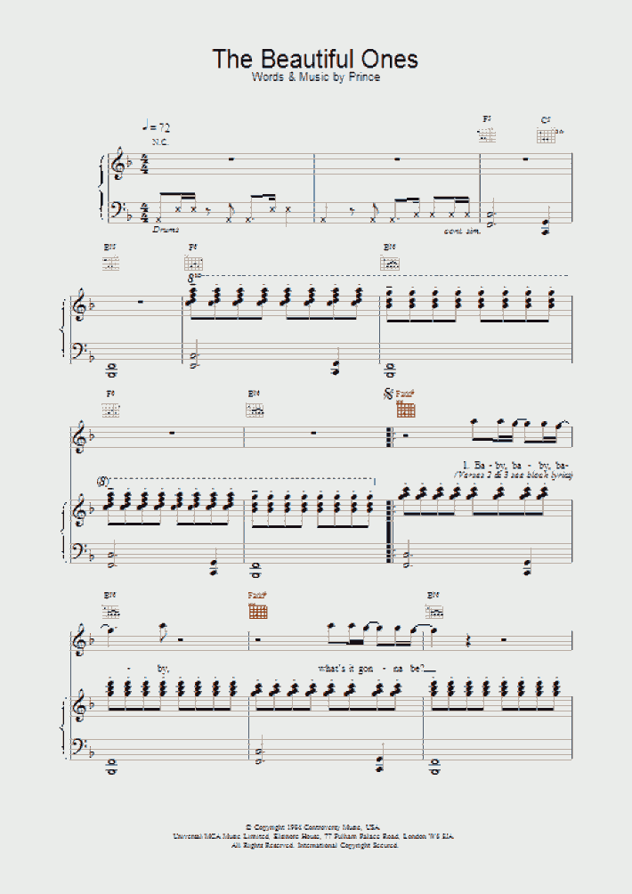 Purple Rain Piano Sheet Music OnlinePianist
