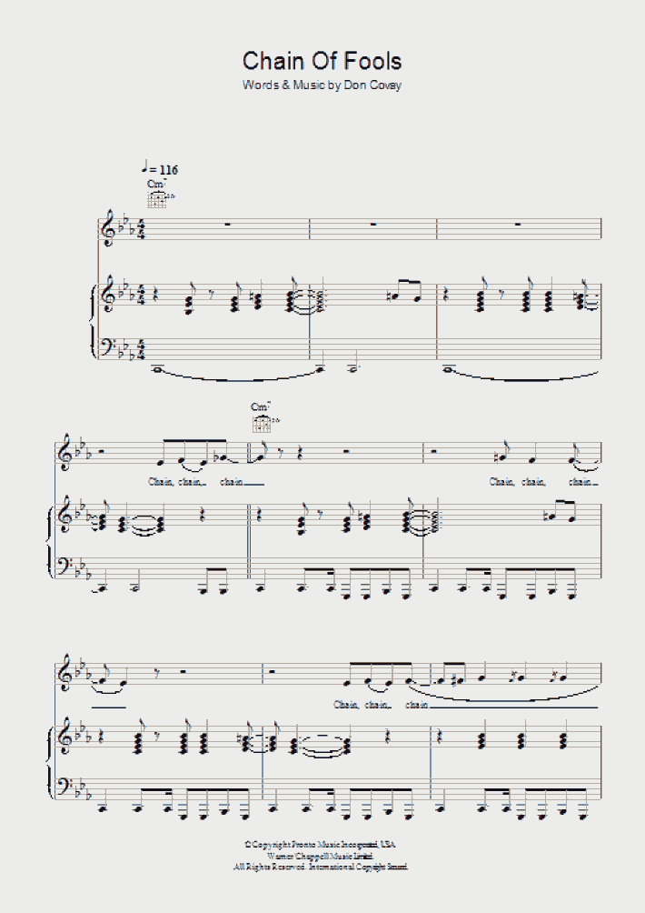 Chain Of Fools Piano Sheet Music | OnlinePianist