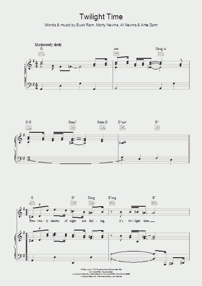 Twilight Time Piano Sheet Music OnlinePianist