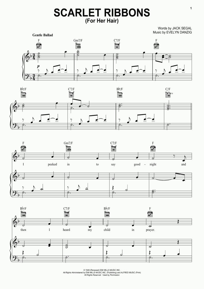 Scarlet Ribbons Piano Sheet Music OnlinePianist