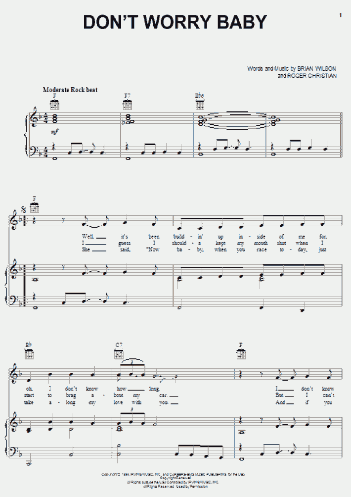 Don't Worry Baby Piano Sheet Music OnlinePianist