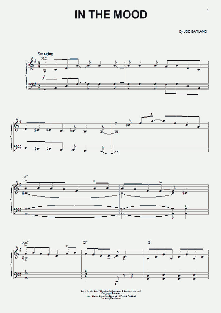 In The Mood Piano Sheet Music OnlinePianist