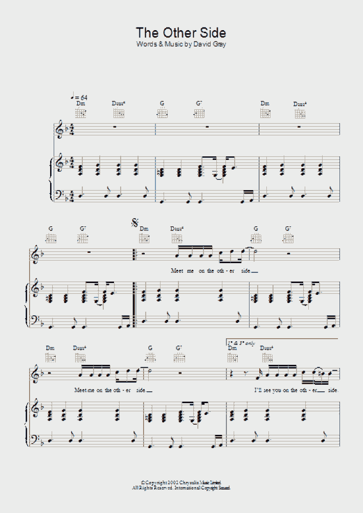 The Other Side Piano Sheet Music | OnlinePianist