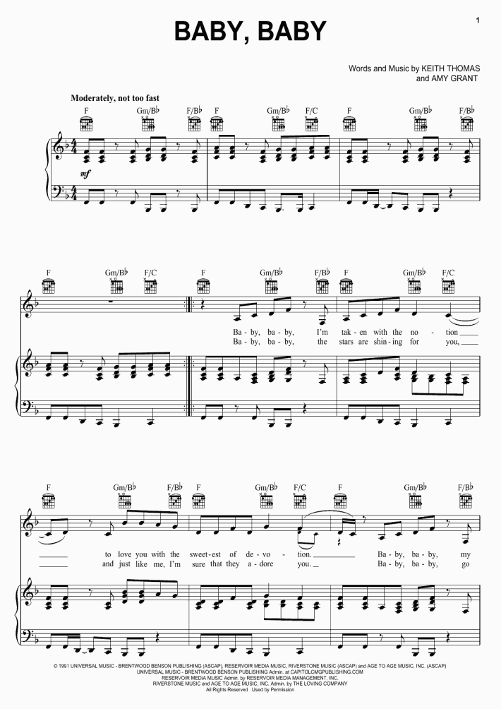 Baby Baby Piano Sheet Music | OnlinePianist