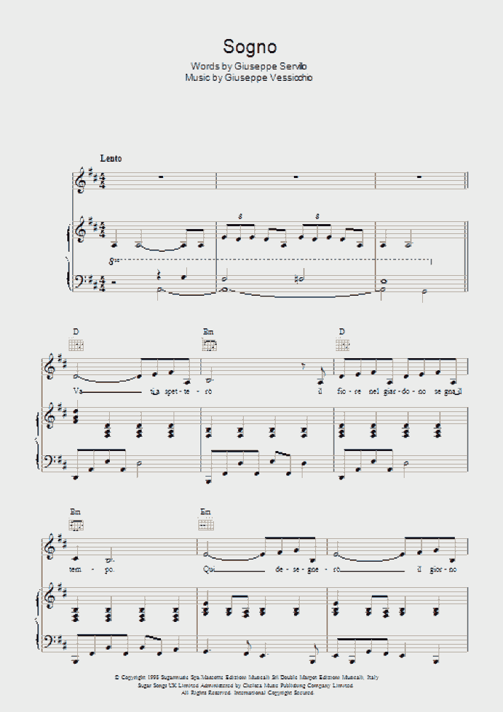 Sogno Piano Sheet Music OnlinePianist