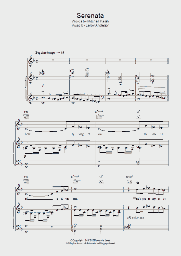 Serenata Piano Sheet Music OnlinePianist