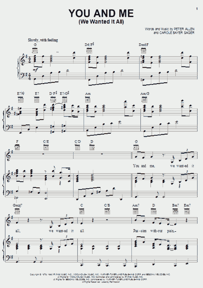 You And Me Piano Sheet Music OnlinePianist