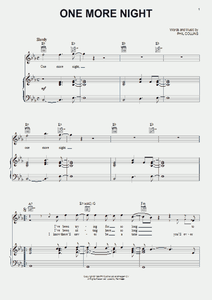 One More Night Phil Collins Piano