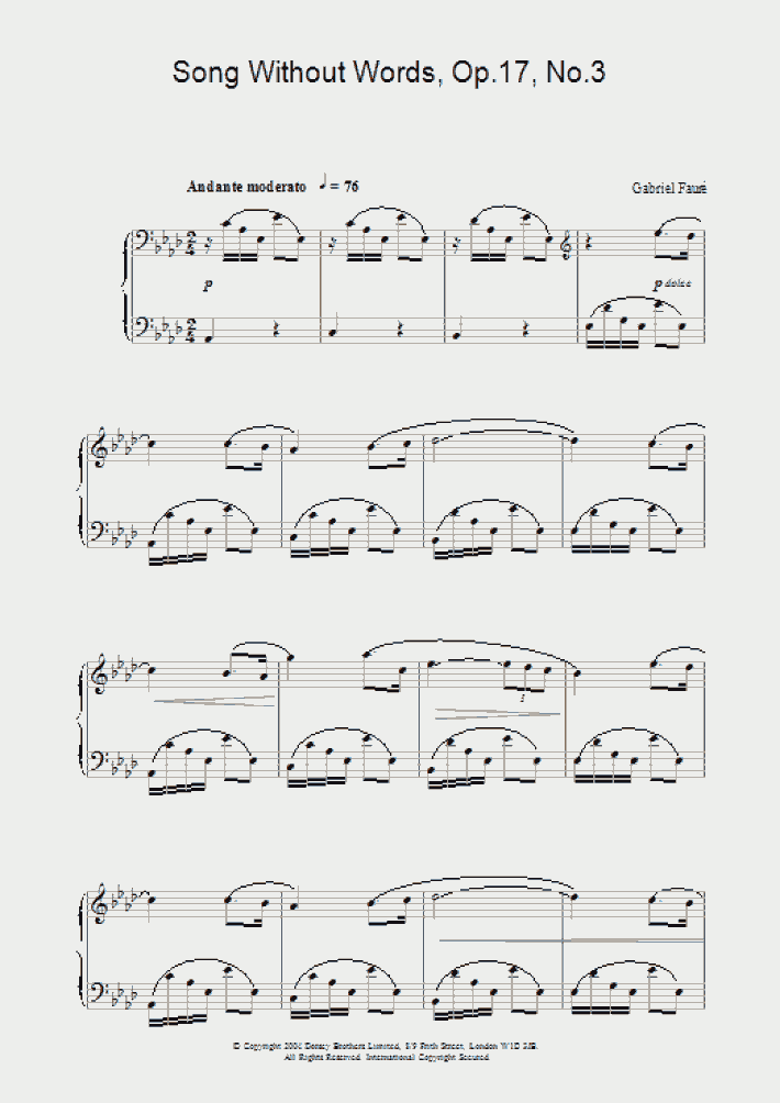 Song Without Words, Op.17, No.3 Piano Sheet Music