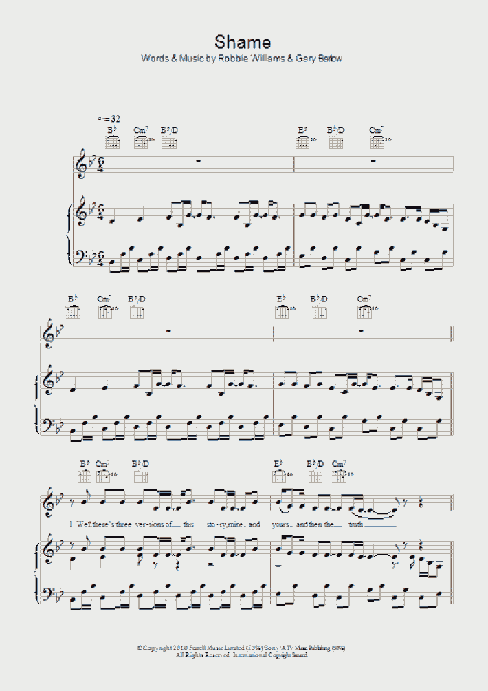 Shame Piano Sheet Music OnlinePianist