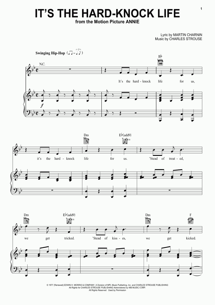 It's The HardKnock Life Piano Sheet Music