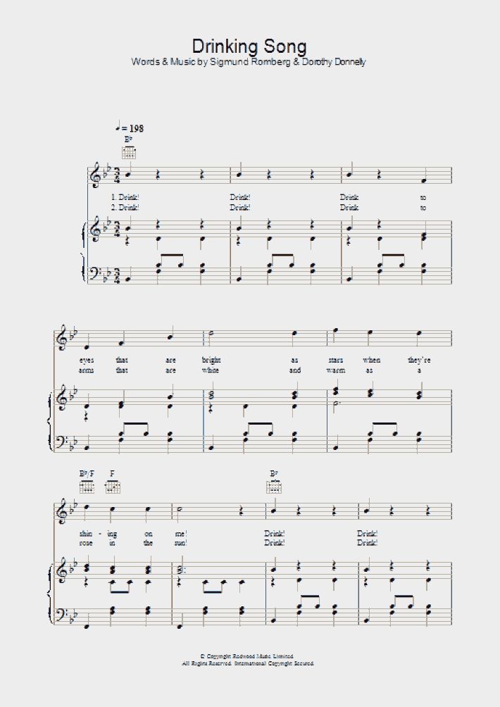 Drinking Song Piano Sheet Music OnlinePianist