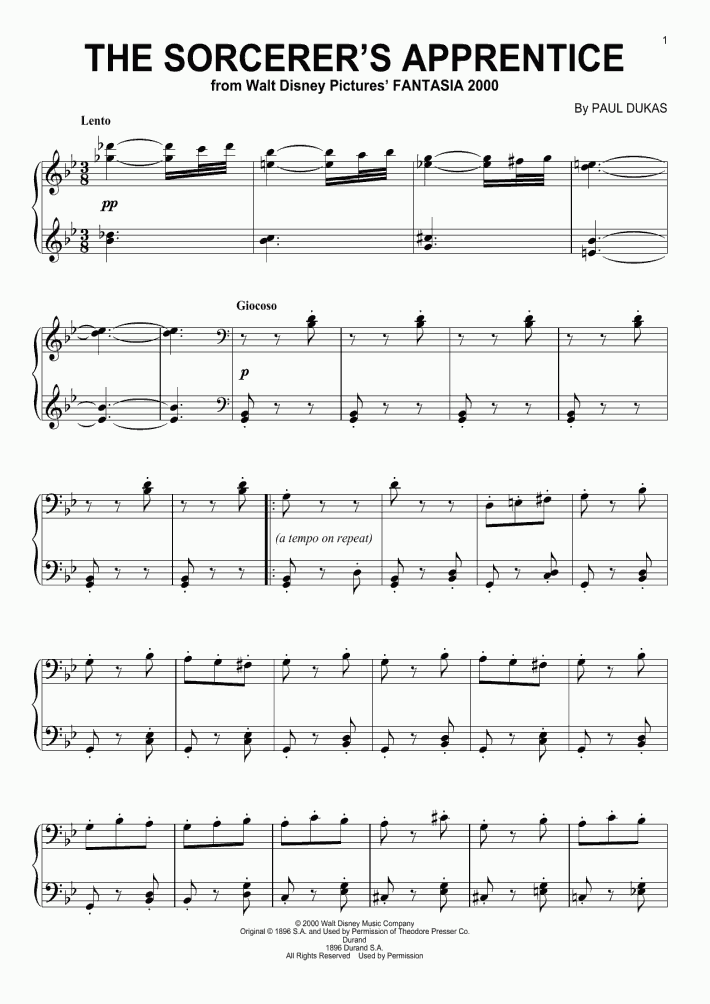 The Sorcerer's Apprentice Piano Sheet Music