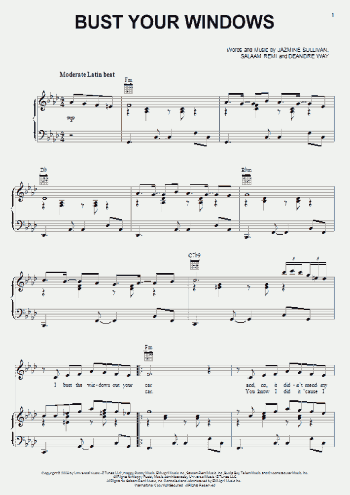 Bust Your Windows Piano Sheet Music OnlinePianist