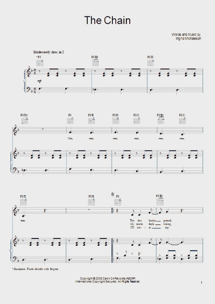 The Chain" Sheet Music By Fleetwood Mac For Piano Vocal Chords Sheet 176