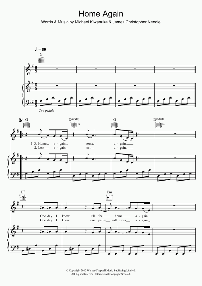 Home Again Piano Sheet Music OnlinePianist