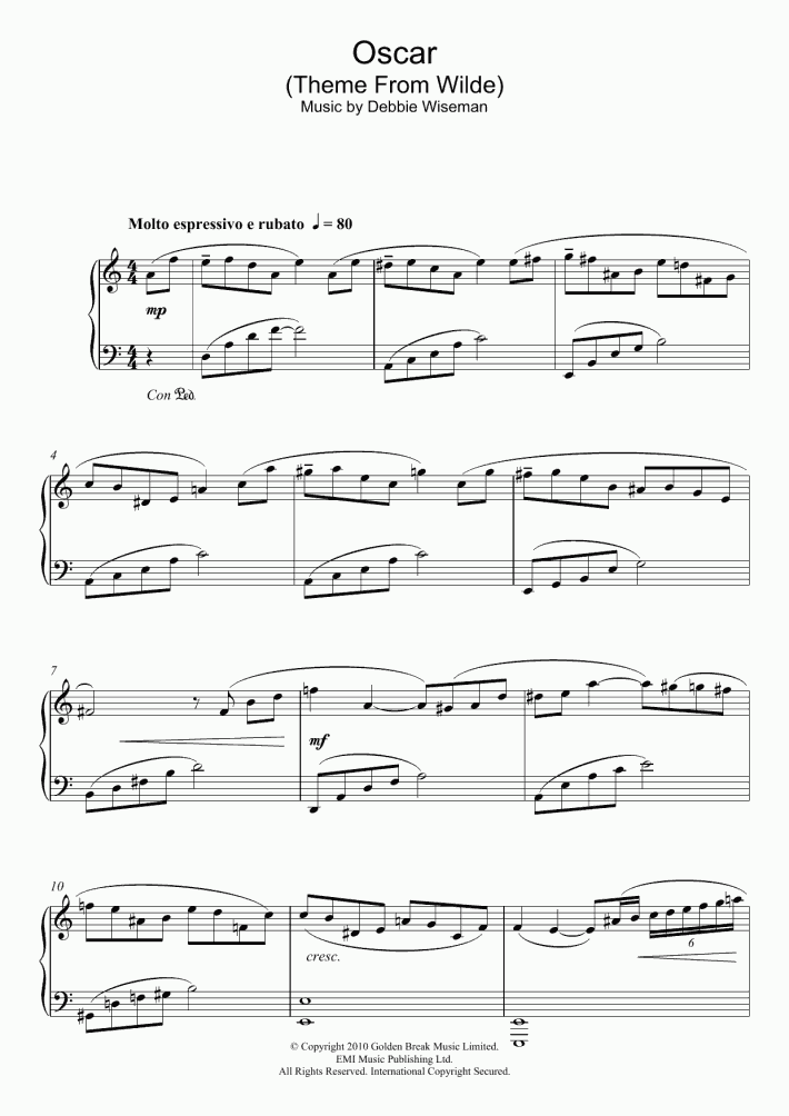 Oscar Piano Sheet Music OnlinePianist