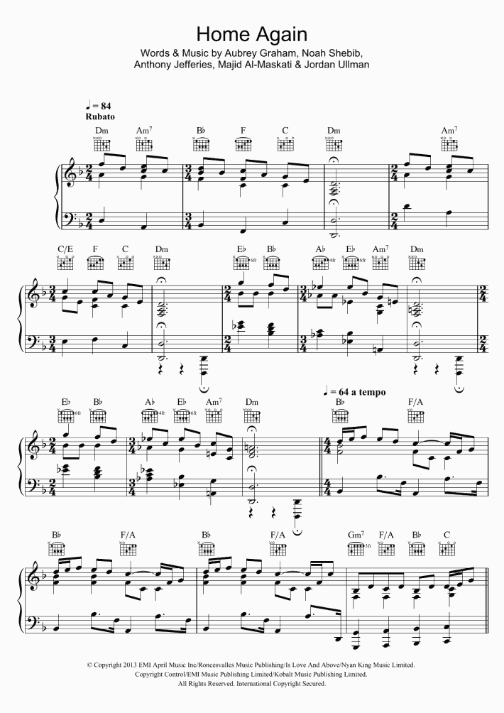 Home Again Piano Sheet Music OnlinePianist
