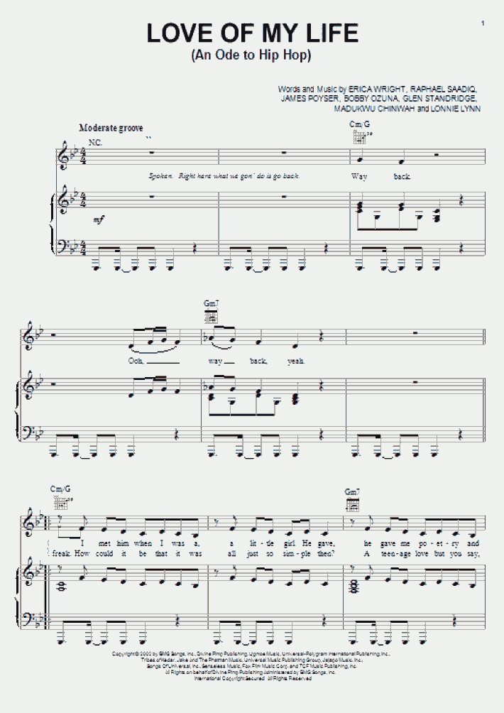 Love Of My Life Piano Sheet Music | OnlinePianist