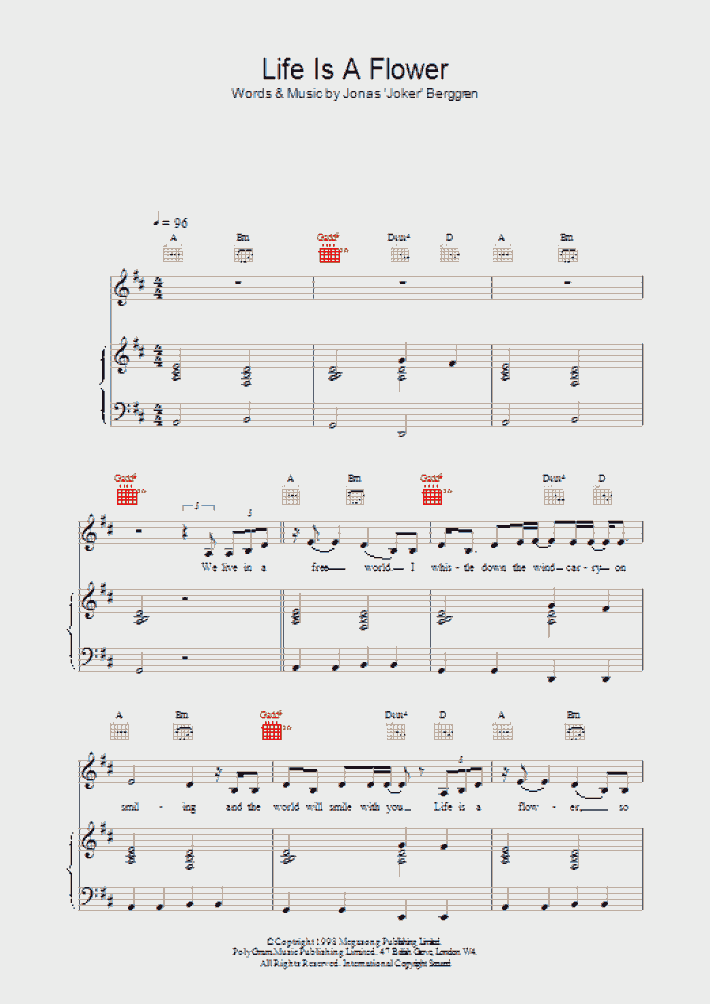 Life is a Flower Piano Sheet Music OnlinePianist