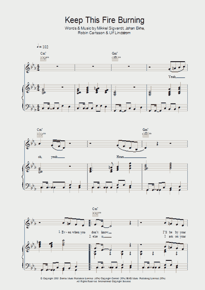 Keep This Fire Burning Piano Sheet Music