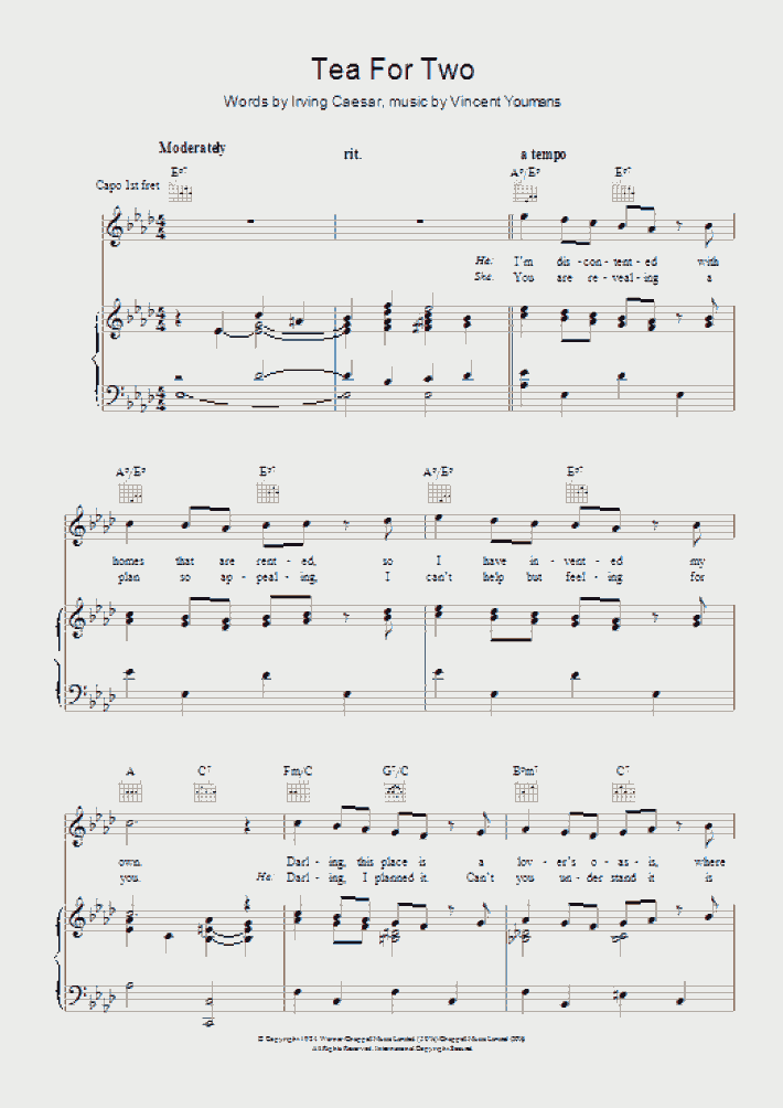 Tea For Two Piano Sheet Music OnlinePianist