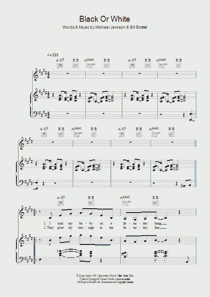 Black Or White Piano Sheet Music OnlinePianist