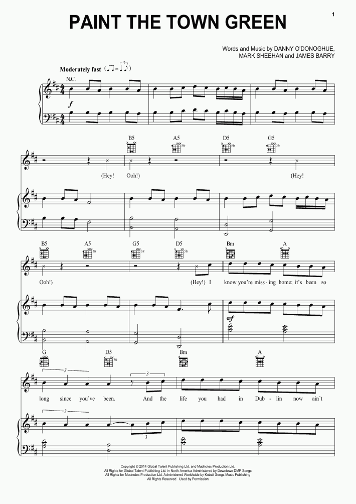 Paint The Town Green Piano Sheet Music OnlinePianist