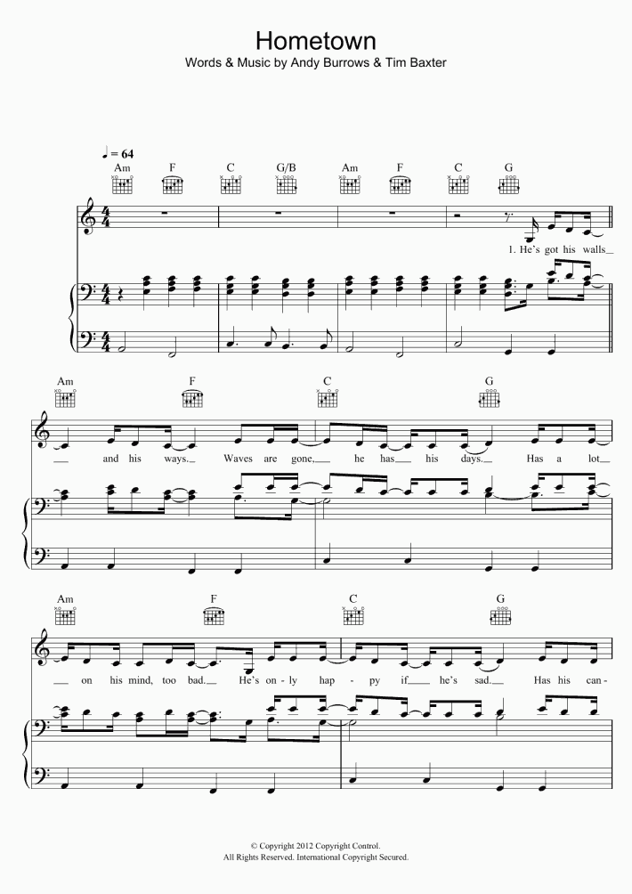 Hometown Piano Sheet Music OnlinePianist
