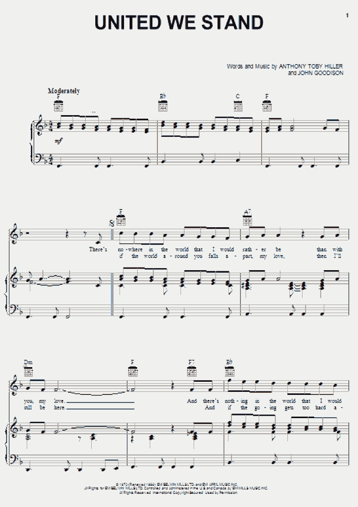 United We Stand Piano Sheet Music OnlinePianist