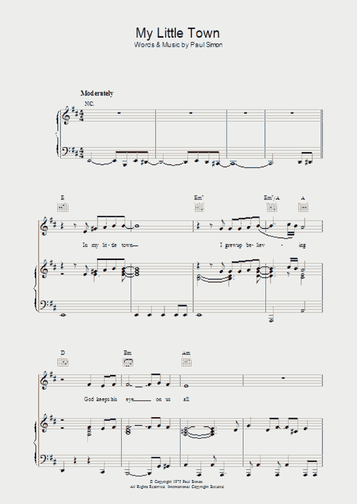 My Little Town Piano Sheet Music Onlinepianist
