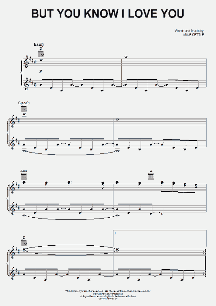 But You Know I Love You Piano Sheet Music
