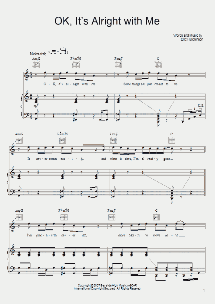 Ok It S Alright With Me Piano Sheet Music