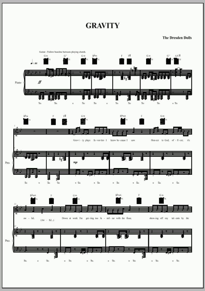 Gravity Piano Sheet Music OnlinePianist