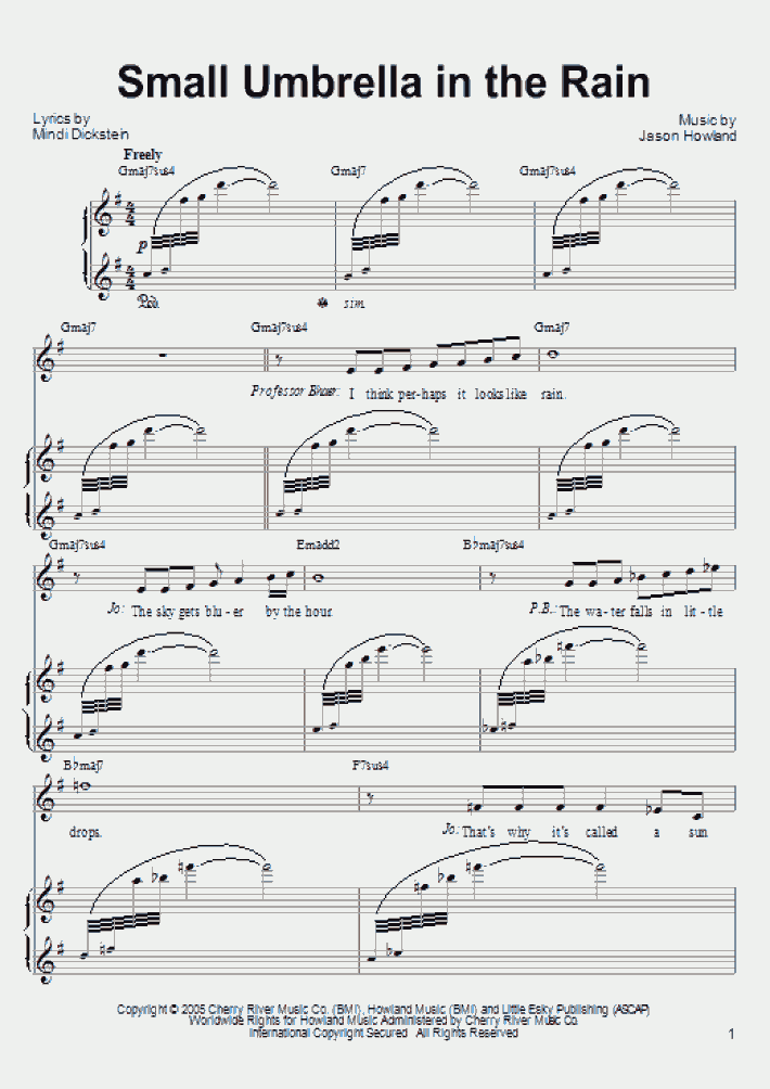Small Umbrella In The Rain Piano Sheet Music