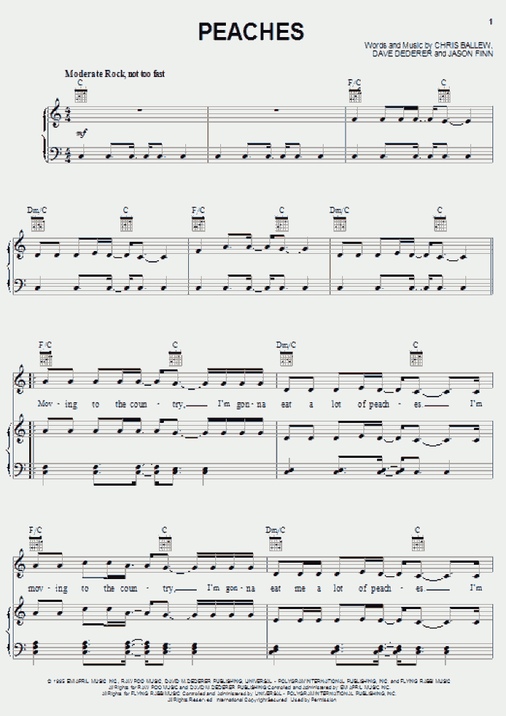 Peaches Piano Sheet Music OnlinePianist