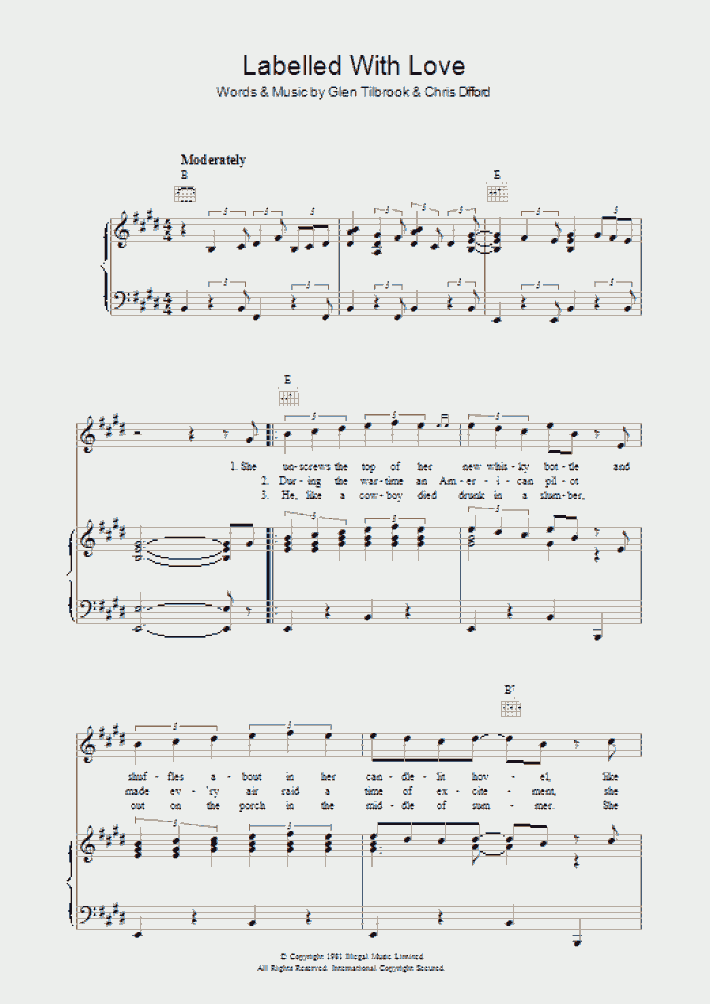 Labelled With Love Piano Sheet Music Onlinepianist Labelled with love is a song by squeeze, released as the third single released from the band's fourth album, east side story. labelled with love piano sheet music