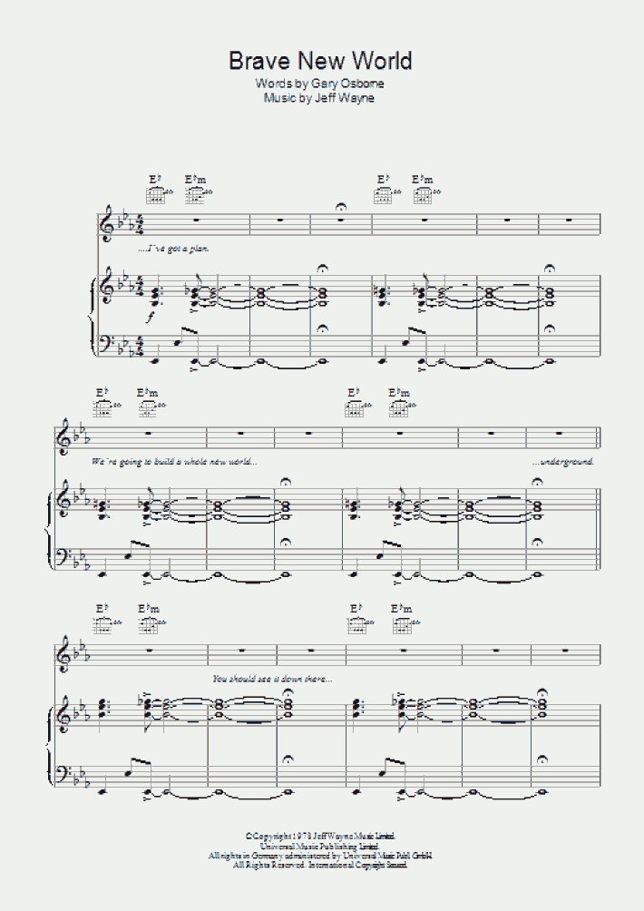 Brave New World Piano Sheet Music OnlinePianist